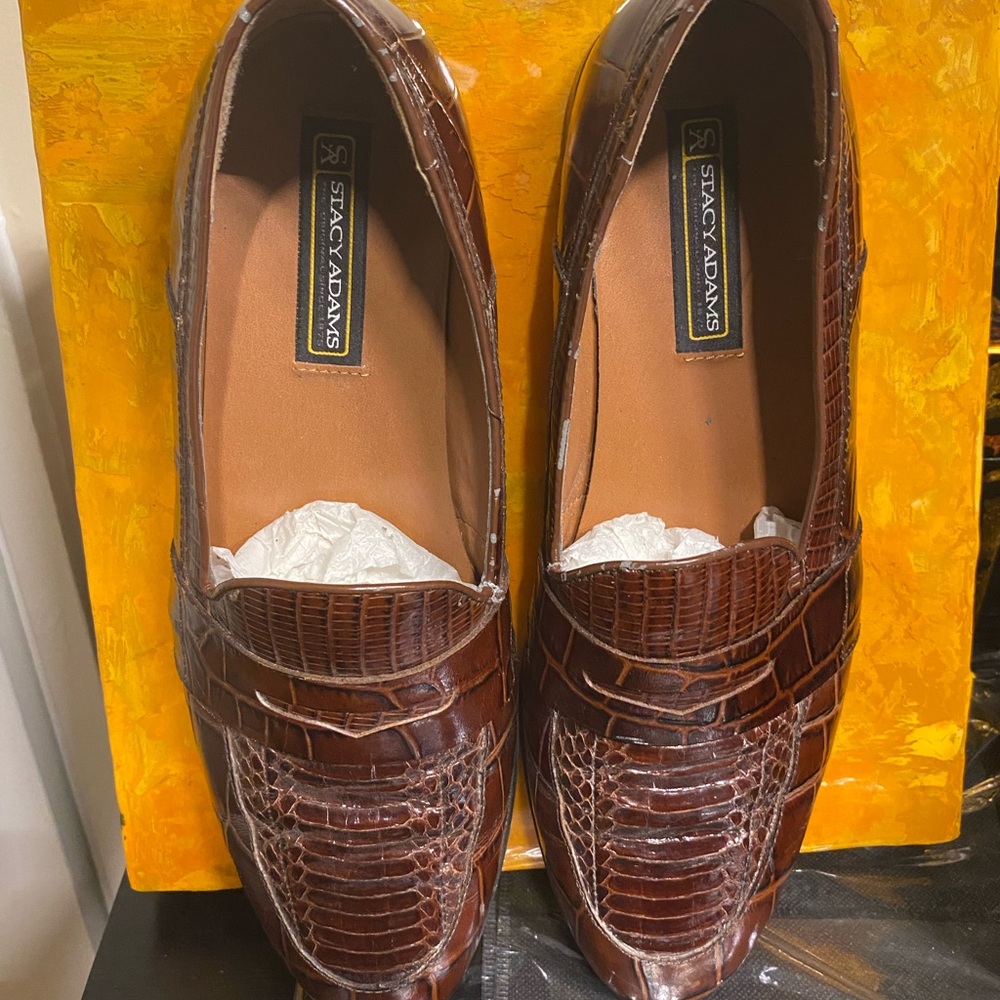 Stacy Adams Brown Leather Slip-On Loafers